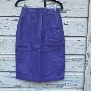 Vintage 90s Y2K Purple Diversity Leather Classic Midi Career Office Skirt H13